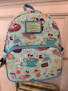 Loungefly “Play in the Parks” Mint Green Disney Parks Tea Cup Mini Backpack